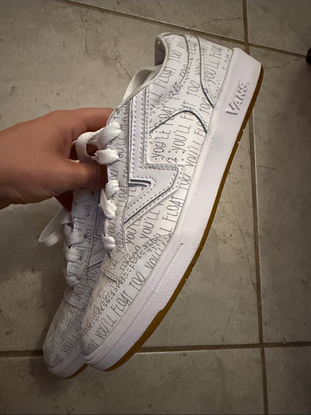 Vans White Low-Top Sneakers with Handwritten Script and Red Insole - Picture 6 of 10